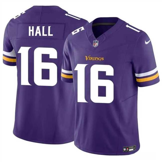 Men & Women & Youth Minnesota Vikings #16 Jaren Hall Purple 2023 F.U.S.E. Vapor Untouchable Limited Stitched Jersey